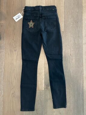 MOTHER Black Skinny Jeans with Star Patch 24